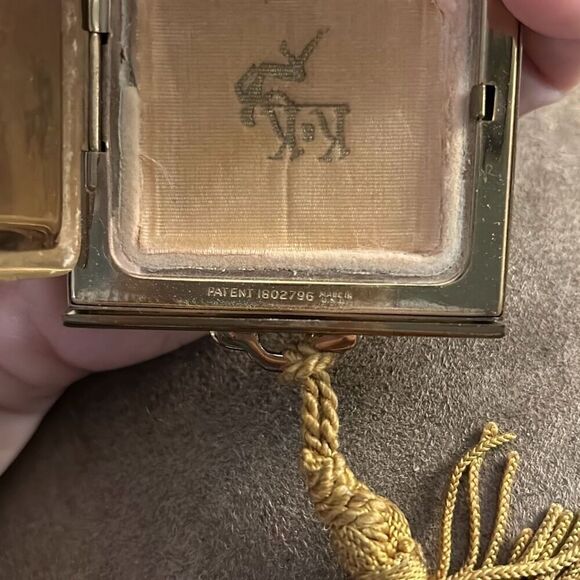 Vintage K&K Kotler Kopit Rhinestone Face Powder Mirror Compact with Original Pow - Picture 6 of 8